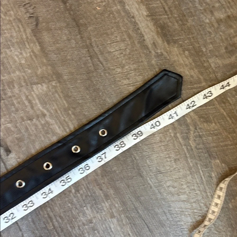 Soft Faux Vegan Leather Belt Black with Grommet Detail Holes OS